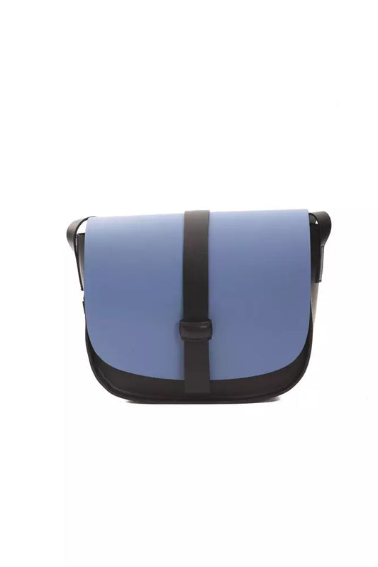 Pompei Donatella Black & Blue Leather Fold Over  Crossbody Bag