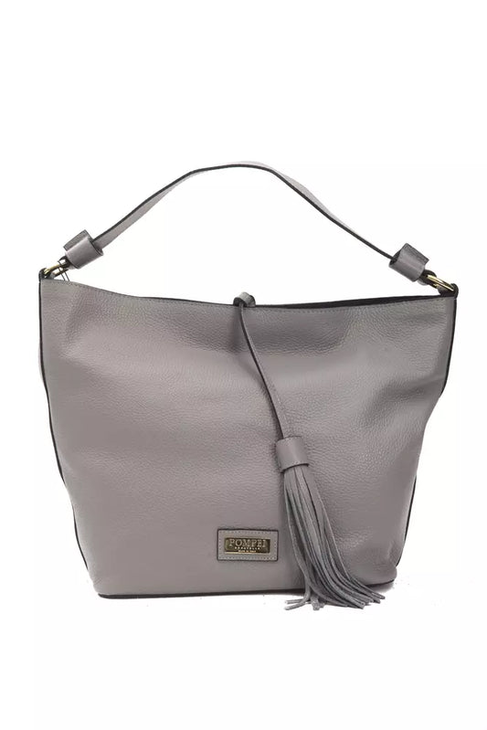Pompei Donatella Grey Leather Shoulder Bag