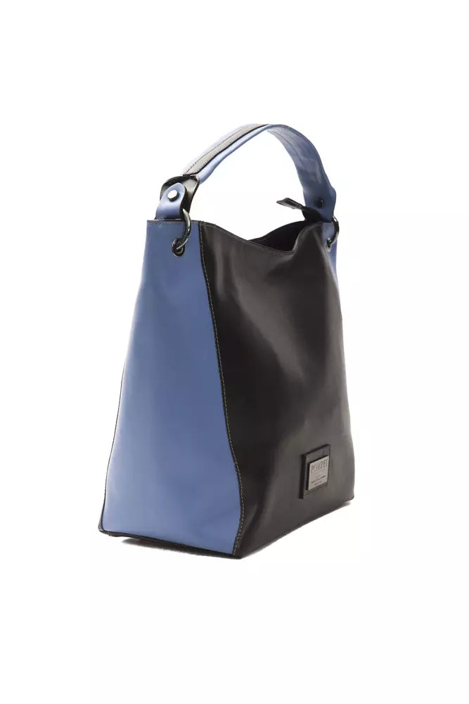 Pompei Donatella Black & Blue Leather Shoulder Bag