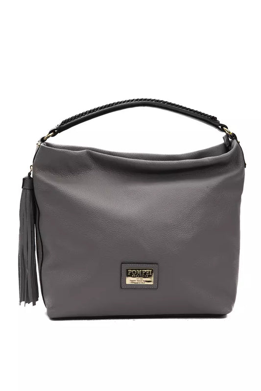 Pompei Donatella Grey Leather Shoulder Bag