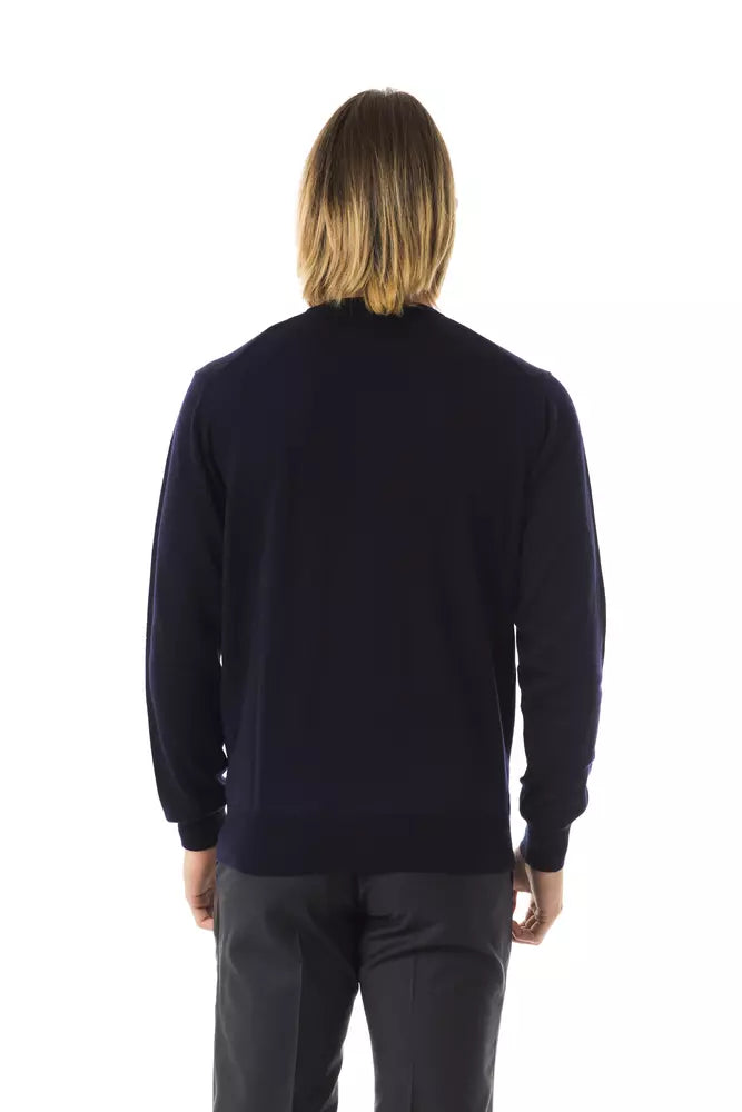 Blue Uominitaliani Men's Crewneck Wool Sweater