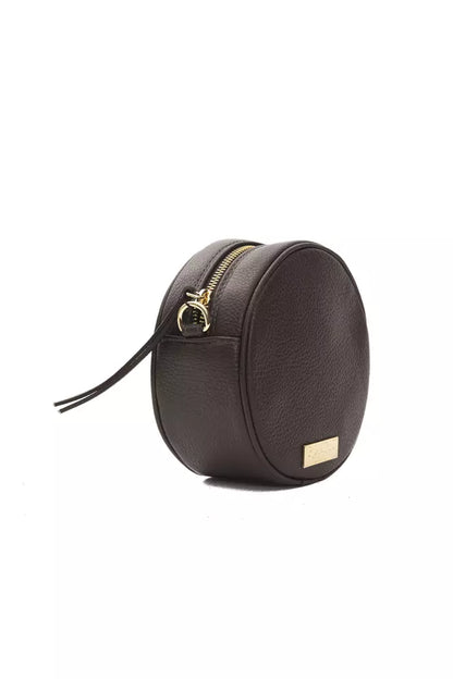 Pompei Donatella Brown Leather Small Oval Crossbody Bag