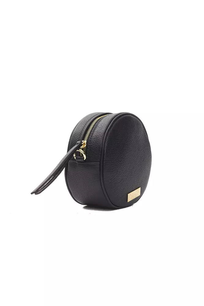 Pompei Donatella Grey Leather Small Oval Crossbody Bag