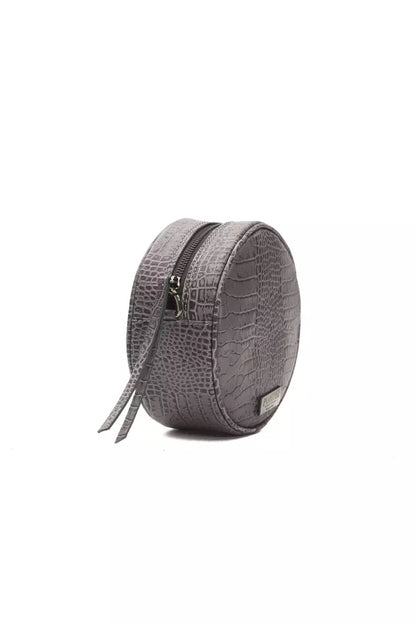 Pompei Donatella Grey Leather Small Oval Crossbody Bag