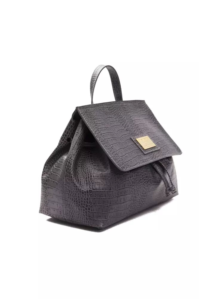 Pompei Donatella Marcella Grey Leather Handbag