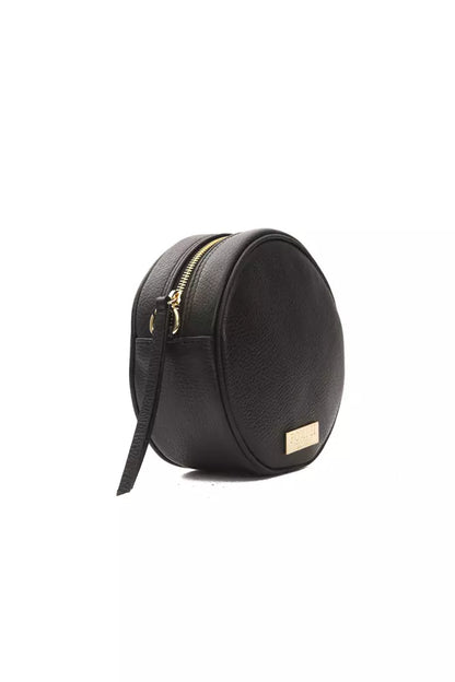 Pompei Donatella Black Leather Small Oval Crossbody Bag