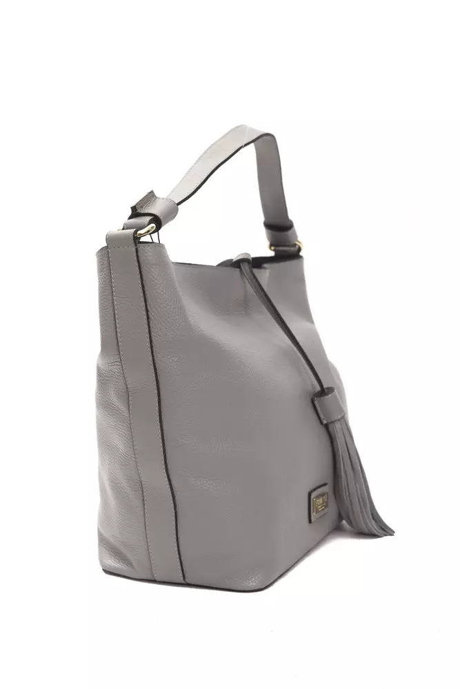 Pompei Donatella Grey Leather Shoulder Bag
