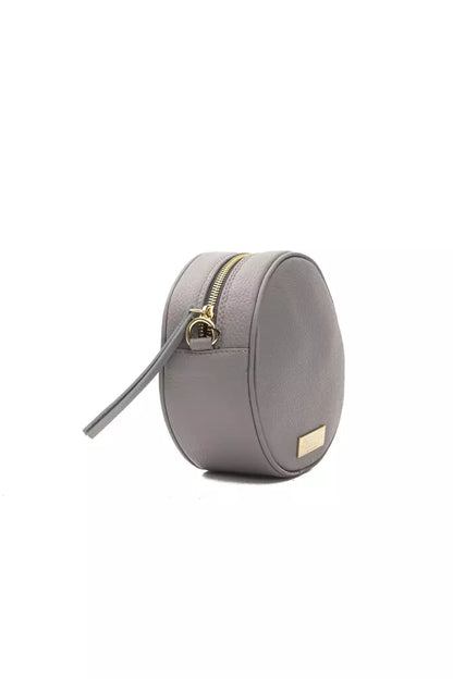 Pompei Donatella Grey Leather Small Oval Crossbody Bag