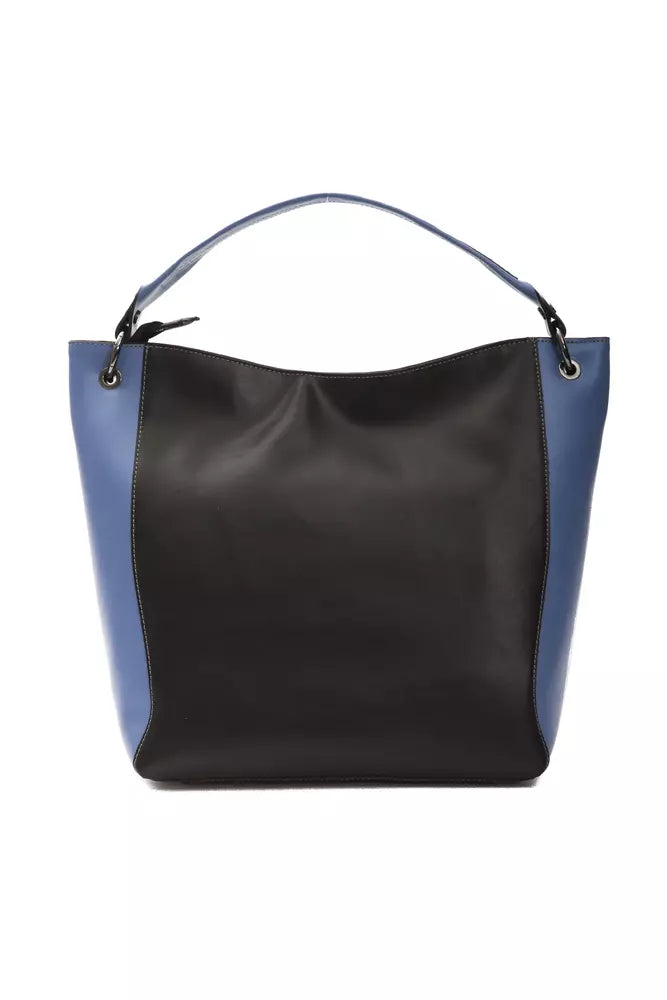 Pompei Donatella Black & Blue Leather Shoulder Bag
