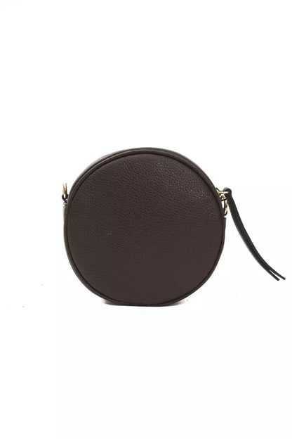 Pompei Donatella Brown Leather Small Oval Crossbody Bag