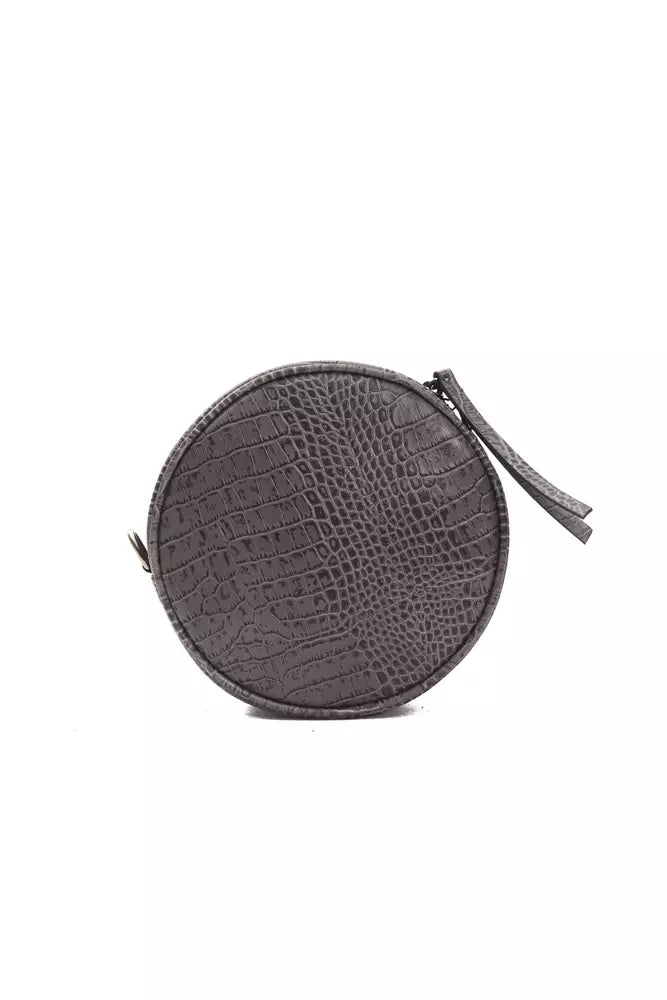 Pompei Donatella Grey Leather Small Oval Crossbody Bag
