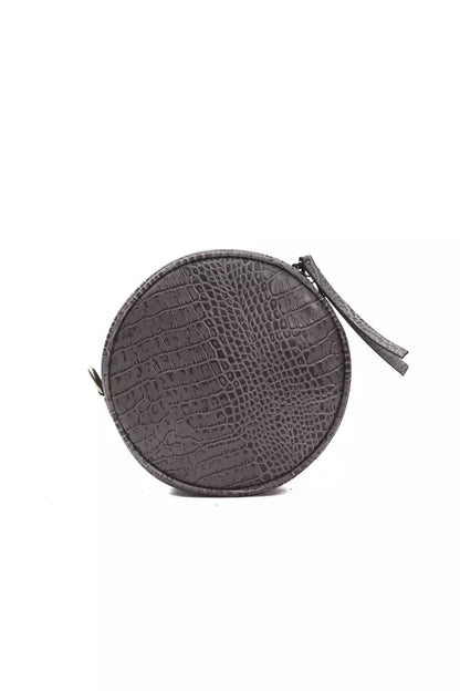 Pompei Donatella Grey Leather Small Oval Crossbody Bag