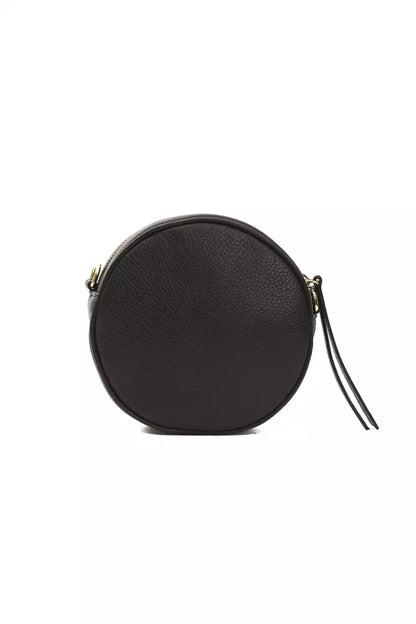 Pompei Donatella Black Leather Small Oval Crossbody Bag