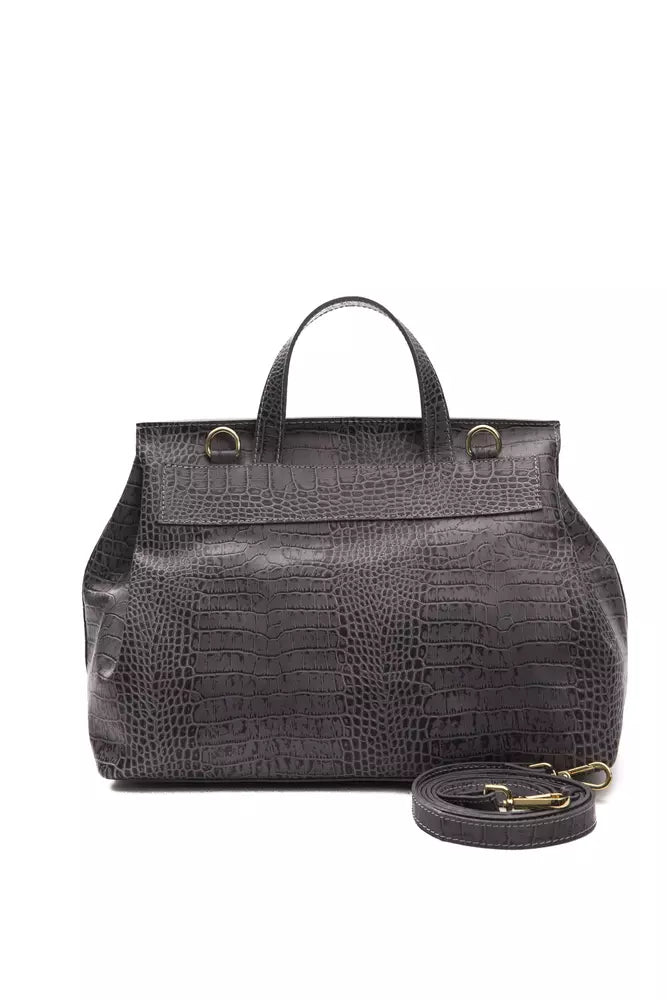 Pompei Donatella Marcella Grey Leather Handbag