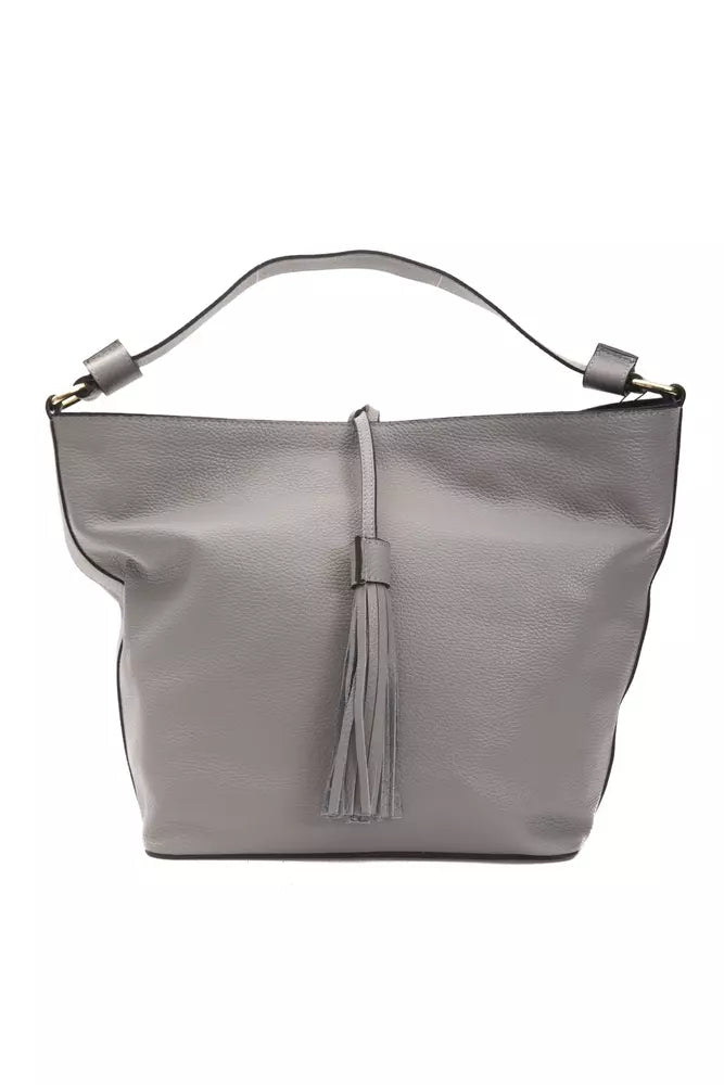 Pompei Donatella Grey Leather Shoulder Bag