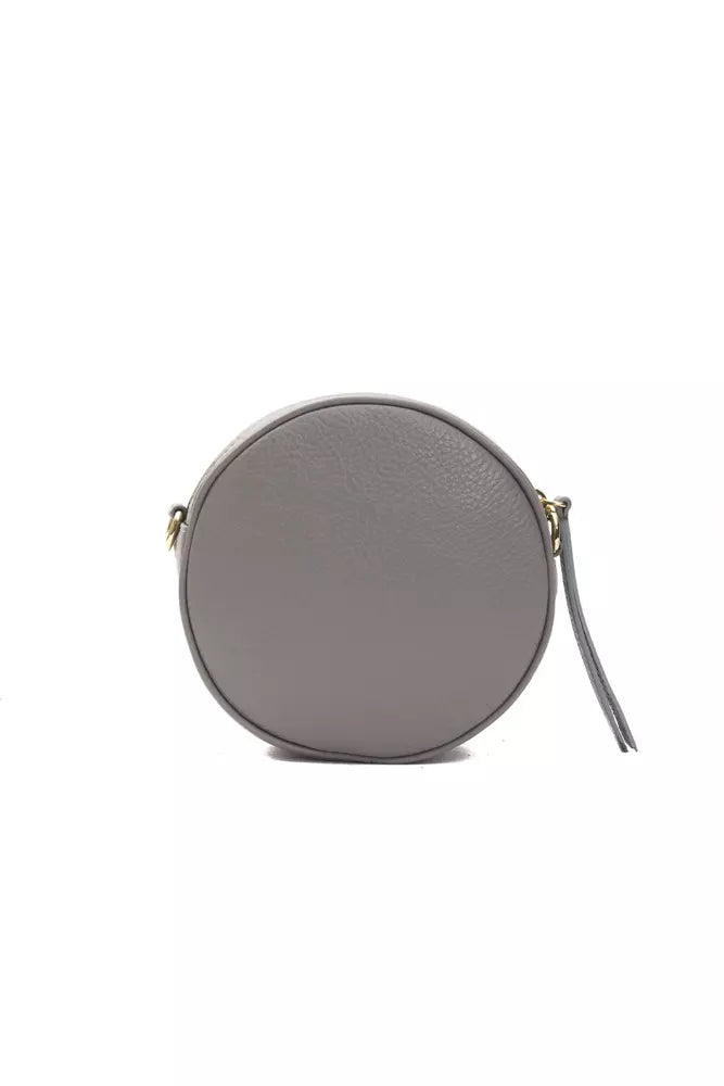 Pompei Donatella Grey Leather Small Oval Crossbody Bag