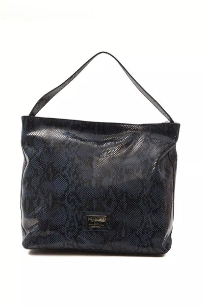 Pompei Donatella Blue Snake Print Leather Shoulder Bag