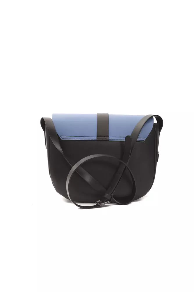 Pompei Donatella Black & Blue Leather Fold Over  Crossbody Bag