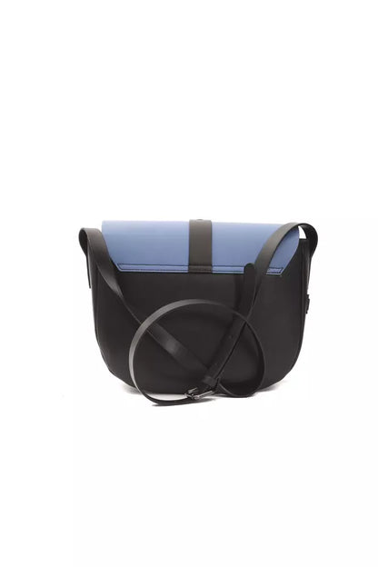 Pompei Donatella Black & Blue Leather Fold Over  Crossbody Bag