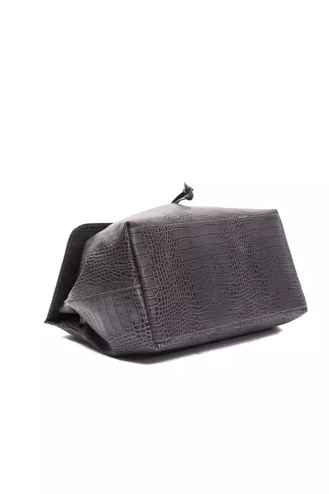 Pompei Donatella Marcella Grey Leather Handbag