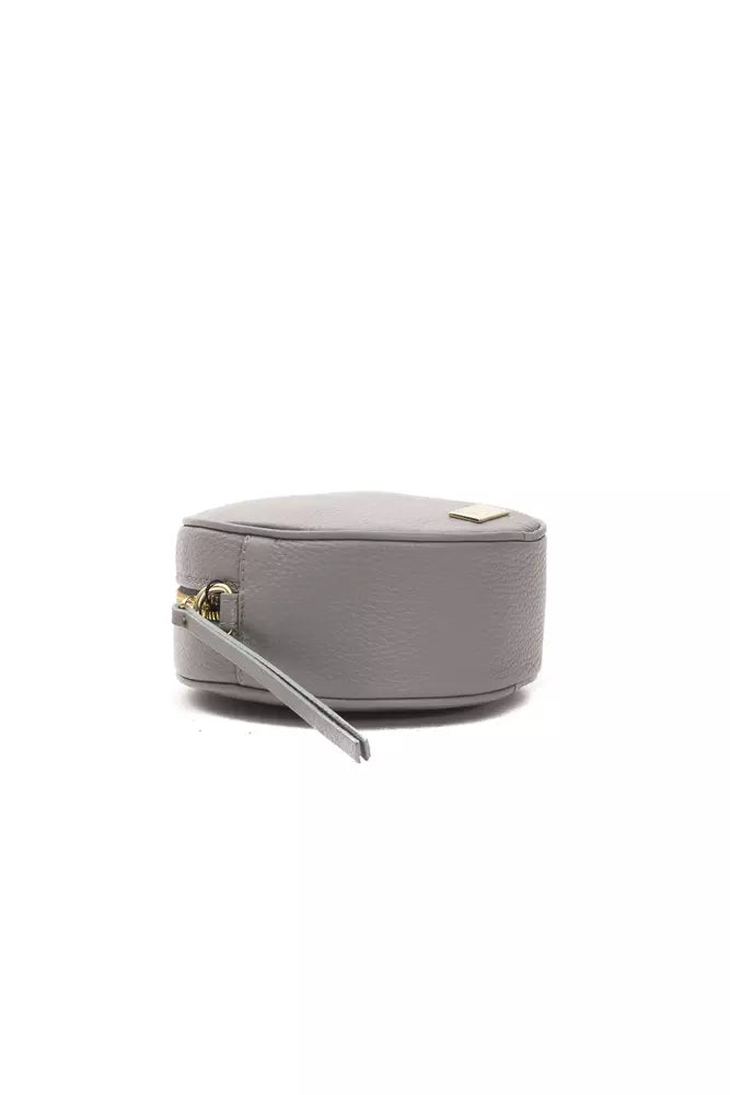 Pompei Donatella Grey Leather Small Oval Crossbody Bag