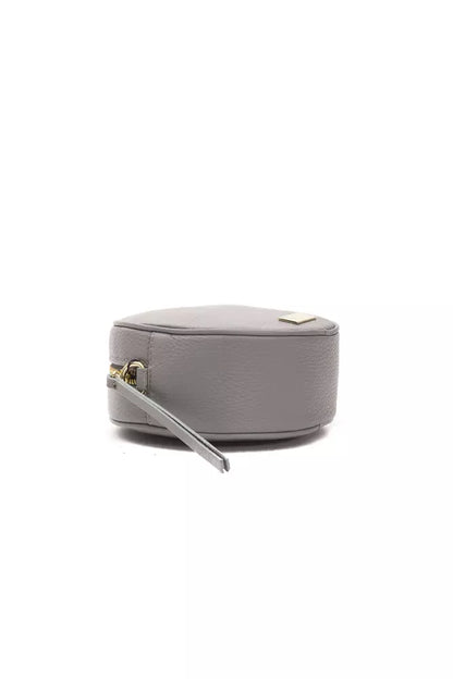 Pompei Donatella Grey Leather Small Oval Crossbody Bag