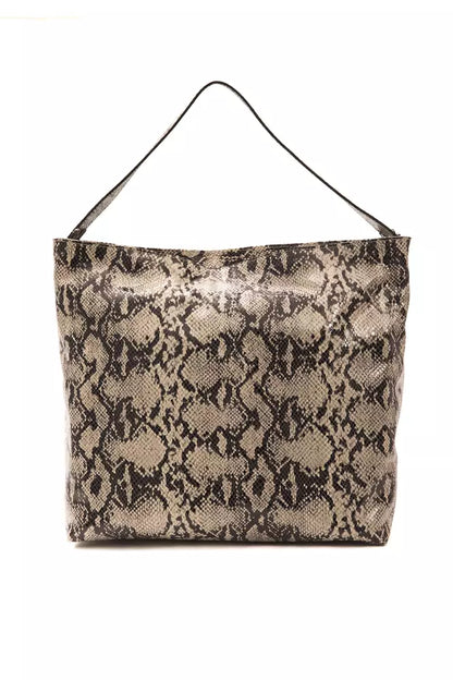 Pompei Donatella Grey Python Print Leather Shoulder Bag