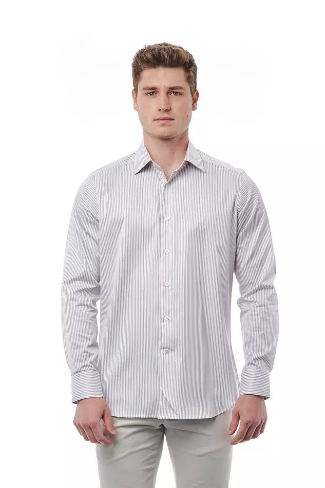 Bagutta Men's White Cotton Regular Fit Shirt