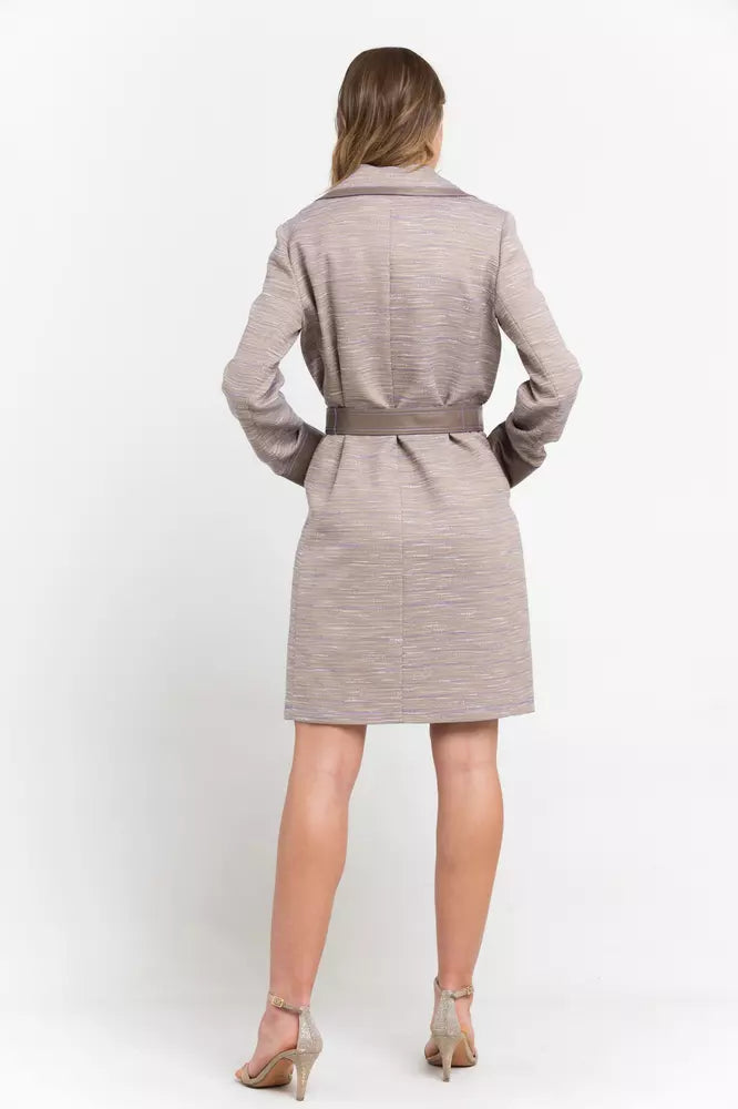 Beige Women's Cotton Blend Coat With Kimono Closure