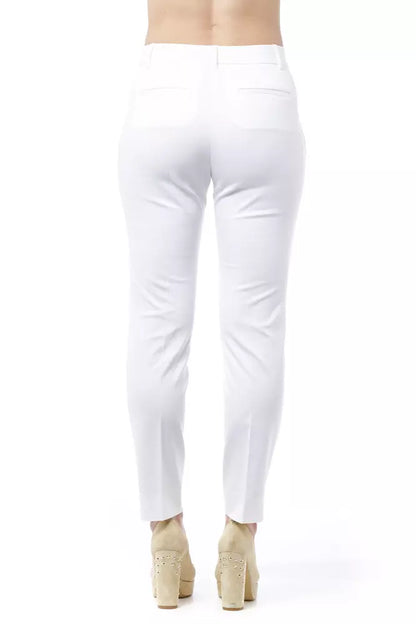 Peserico Women's White Cotton High Waist Trousers