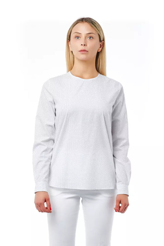 Bagutta Ladies' White Cotton Round Neck Long Sleeve Blouse