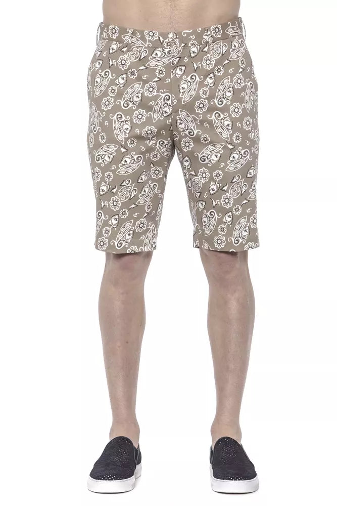 Beige Patterned Cotton PT Torino Men's Bermuda Shorts