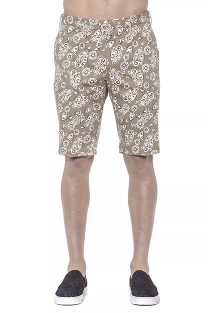 Beige Patterned Cotton PT Torino Men's Bermuda Shorts