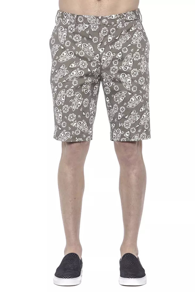 Green Patterned Cotton PT Torino Men's Bermuda Shorts