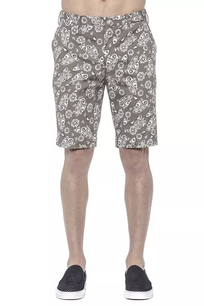 Green Patterned Cotton PT Torino Men's Bermuda Shorts