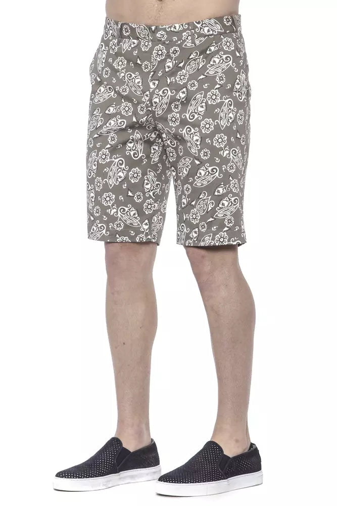 Green Patterned Cotton PT Torino Men's Bermuda Shorts