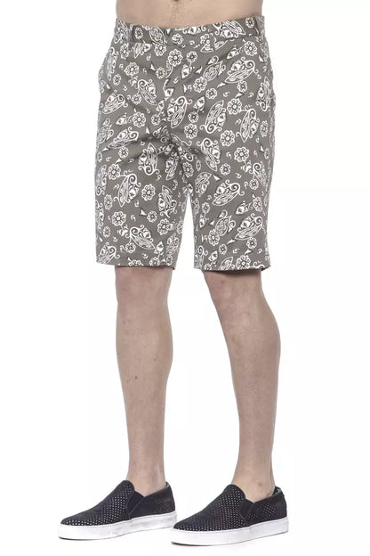 Green Patterned Cotton PT Torino Men's Bermuda Shorts