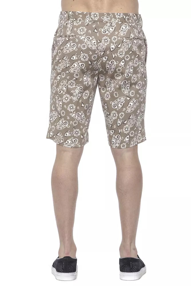 Beige Patterned Cotton PT Torino Men's Bermuda Shorts