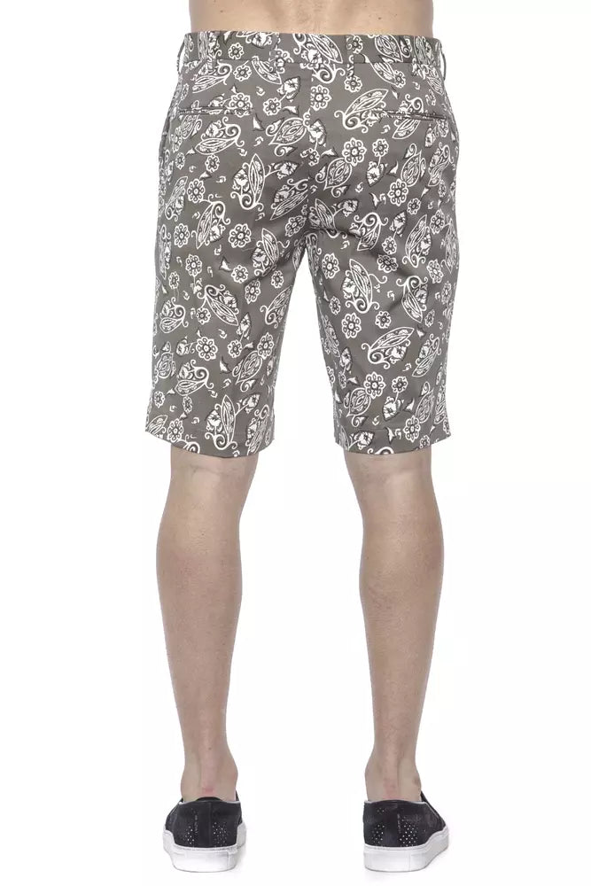 Green Patterned Cotton PT Torino Men's Bermuda Shorts