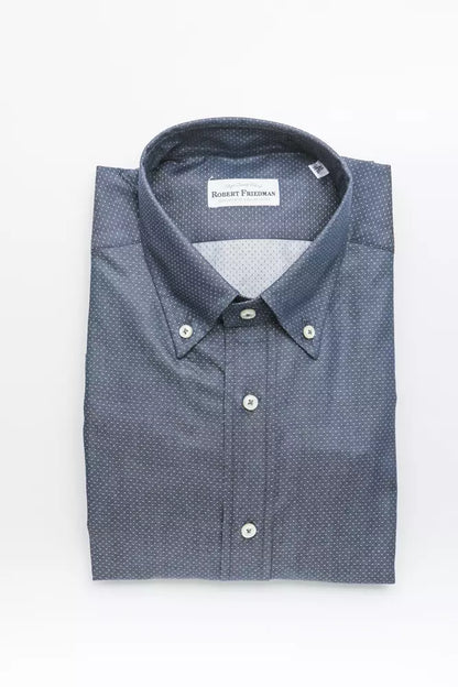 Robert Friedman "Blue Cotton Men Shirt with Button Down Design"
