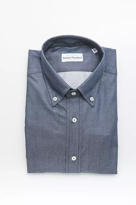 Robert Friedman "Blue Cotton Men Shirt with Button Down Design"