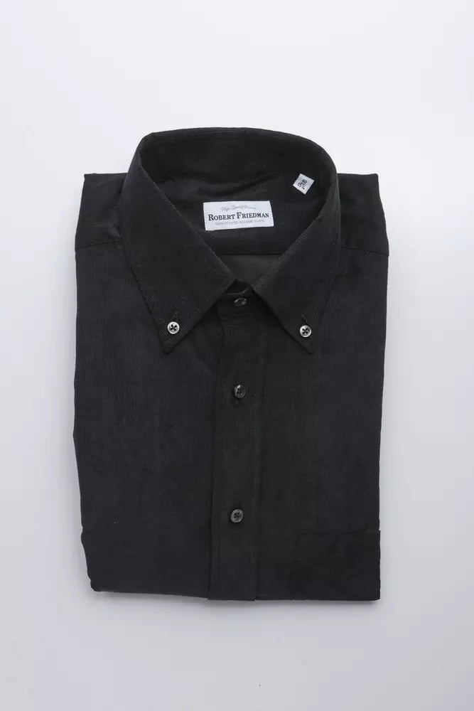 Robert Friedman Men's Black Cotton Shirt