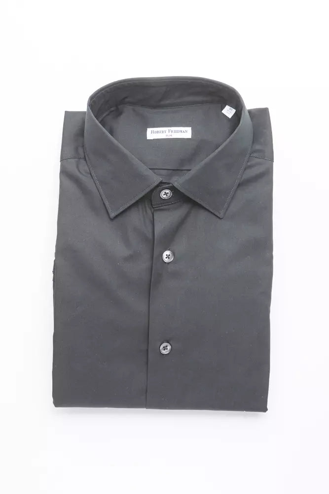 Robert Friedman Men's Black Cotton Shirt