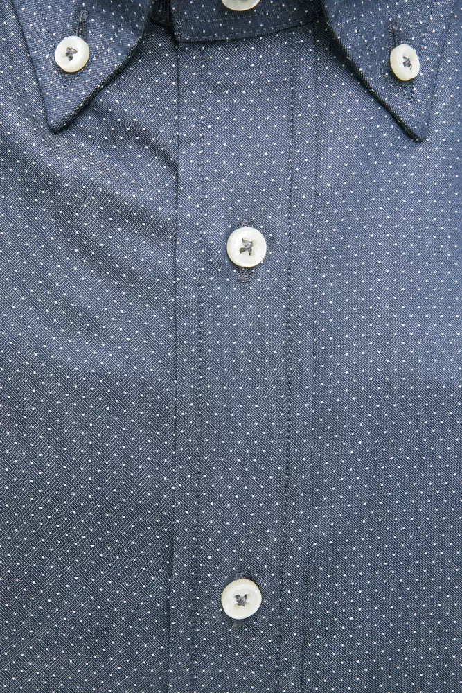 Robert Friedman "Blue Cotton Men Shirt with Button Down Design"