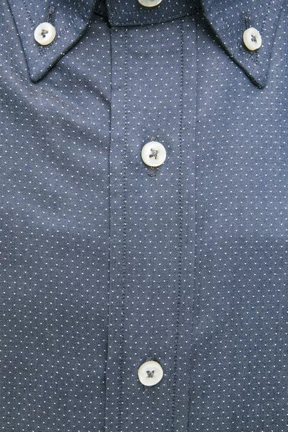 Robert Friedman "Blue Cotton Men Shirt with Button Down Design"