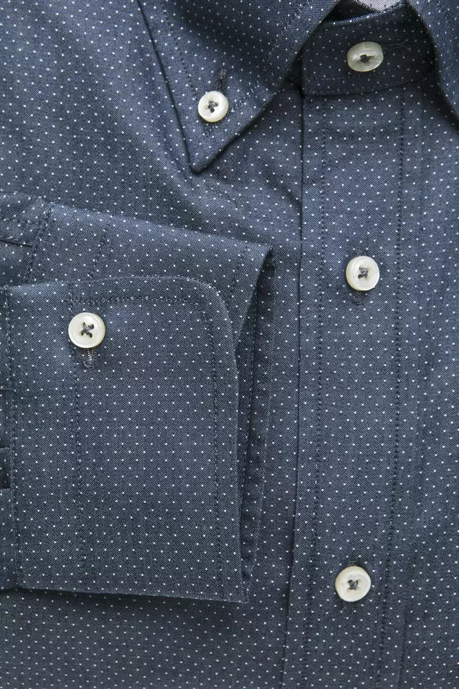 Robert Friedman "Blue Cotton Men Shirt with Button Down Design"