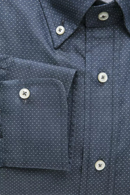 Robert Friedman "Blue Cotton Men Shirt with Button Down Design"