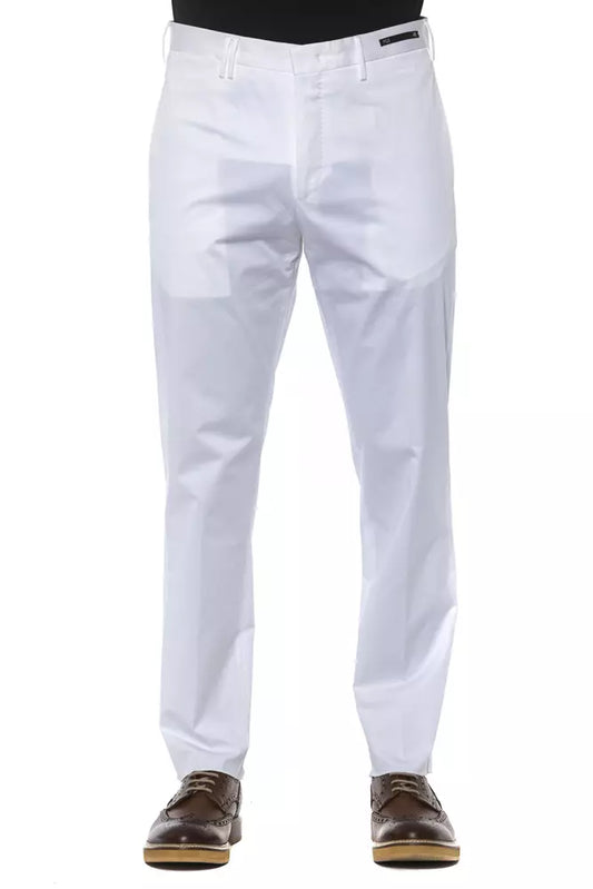 PT Torino Men's White Cotton Trousers