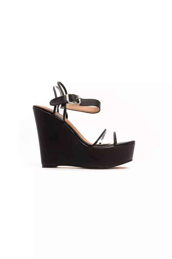 Péché Originel Black High Wedge Heel Sandals