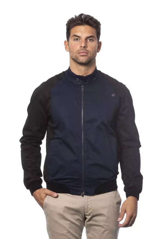 Bomber Jacket by Verri for men in stretch cotton blue features a dramatic silhouette, showcasing a sophisticated and distinctive for a dramatic aesthetic.